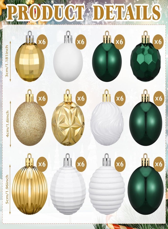 Lunmon 72 Pcs Christmas Ball Ornaments Bulk Emerald Green Gold White Tree Ornaments 1.57/1.97/2.36 Inch Shatterproof Matte Glitter Xmas Baubles Assorted Vintage Christmas Decor for Xmas Tree Home - Image 3